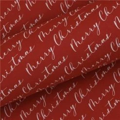 Vandoros - Wrapping Paper Uncoated Merry Christmas Script Red/White 76cm X 2.5m