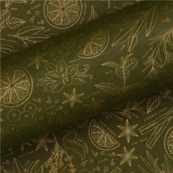 Vandoros - Wrapping Paper Sugar And Spice Olive/Gold 76cm X 2.5m
