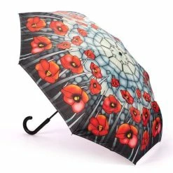 Galleria - Reverse Close Umbrella Stained Glass Poppies
