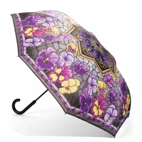 Galleria - Reverse Close Umbrella Stained Glass Pansies 1 Galleria - Reverse Close Umbrella Stained Glass Pansies