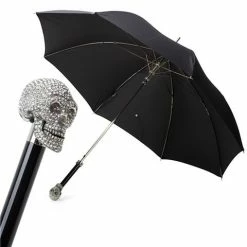 Pasotti - Umbrella Swarovski Skull Black
