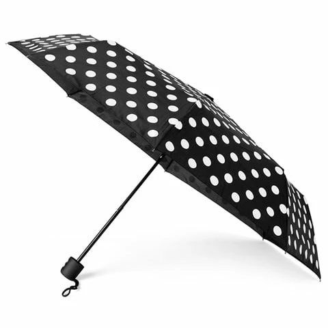 Clifton - Deluxe Mini Maxi Black Umbrella White Polka Dots 1 Clifton - Deluxe Mini Maxi Black Umbrella White Polka Dots