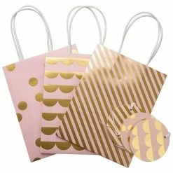 Vandoros - Cameo Pink/Gold Party Bag & Tag Set 3pce