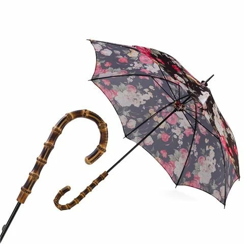 Pasotti - Parasol Flowers Bamboo Handle 1 Pasotti - Parasol Flowers Bamboo Handle