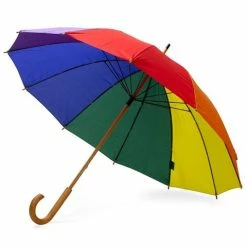 Clifton - Rainbow 12 Rib Wooden Handle Umbrella