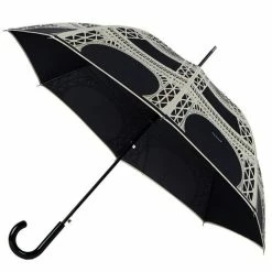 Guy De Jean - Eiffel Long Umbrella Black & Cream