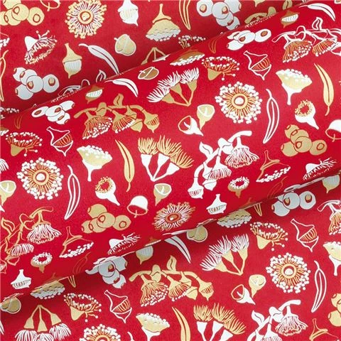 Vandoros - Gumnuts Red/Gold Wrapping Paper 76cm X 2.5M 1 Vandoros - Gumnuts Red/Gold Wrapping Paper 76cm X 2.5M