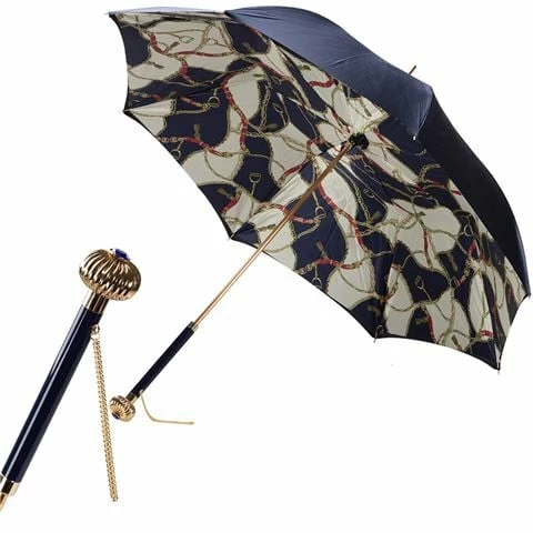 Pasotti - Umbrella Double Cloth W/Bridles Navy 1 Pasotti - Umbrella Double Cloth W/Bridles Navy
