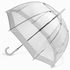 Clifton - Birdcage Umbrella With Border Silver