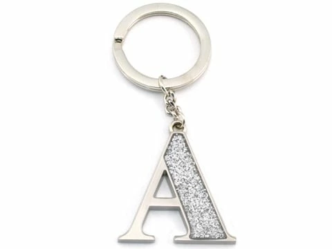 Whitehill - Silver Glitter Initial Keyring A 1 Whitehill - Silver Glitter Initial Keyring A