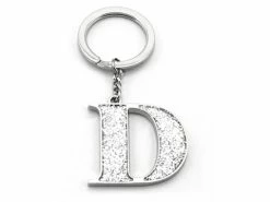 Whitehill - Silver Glitter Initial Keyring D