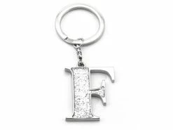 Whitehill - Silver Glitter Initial Keyring F