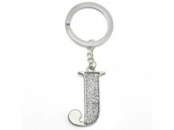 Whitehill - Silver Glitter Initial Keyring J