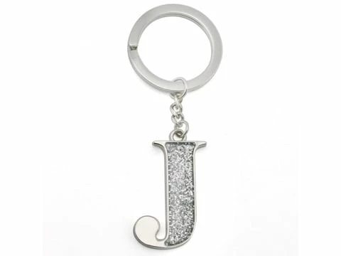 Whitehill - Silver Glitter Initial Keyring J 1 Whitehill - Silver Glitter Initial Keyring J