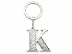 Whitehill - Silver Glitter Initial Keyring K
