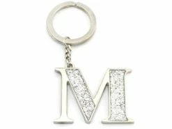 Whitehill - Silver Glitter Initial Keyring M