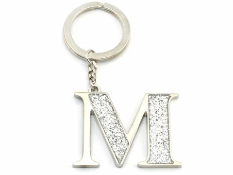 Whitehill - Silver Glitter Initial Keyring M 1 Whitehill - Silver Glitter Initial Keyring M