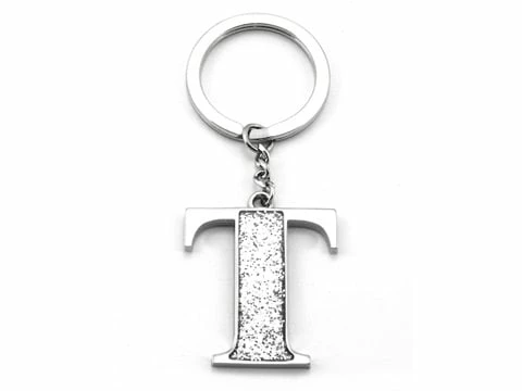 Whitehill - Silver Glitter Initial Keyring T 1 Whitehill - Silver Glitter Initial Keyring T