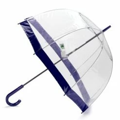 Clifton - Birdcage Umbrella With Border Navy