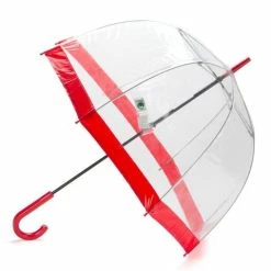 Clifton - Birdcage Umbrella With Border Scarlet